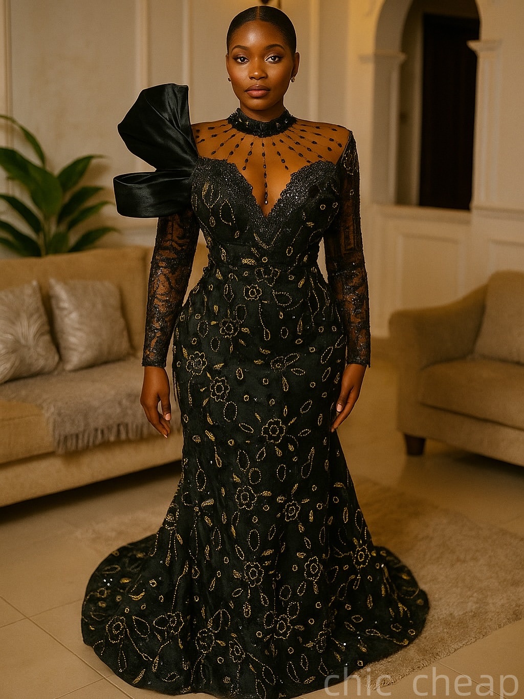 Black Mermaid Prom Dresses 2025 Crystals Beaded Full Sleeves Evening Formal Party Second Birthday Engagement Gowns Plus Size Dress For Special Occasio