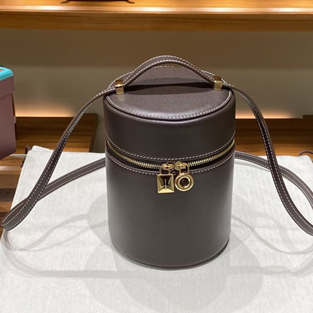 Mini Calfskin Bucket Bag for Women New Single Shoulder Crossbody Bag High-end Electroplated Hardware Zipper Phone Bag 9a