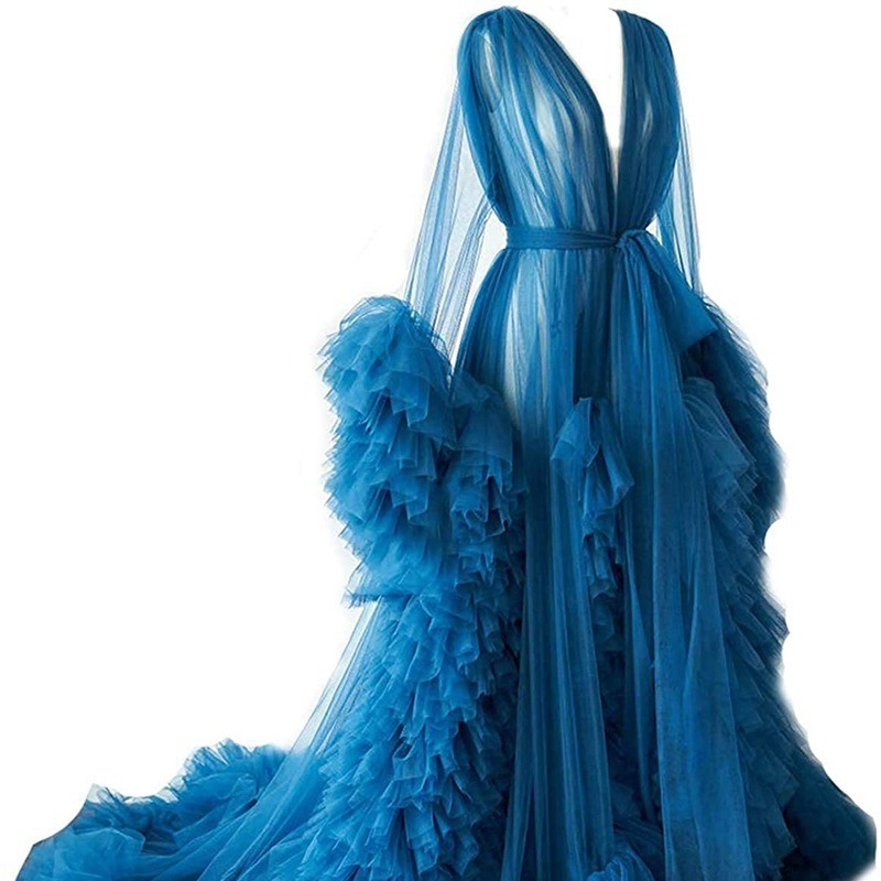 Lightweight Mesh Maternity Dress Long Gown for Photoshoot Studio Wear Sexy Morning Robe Catwalk Support
