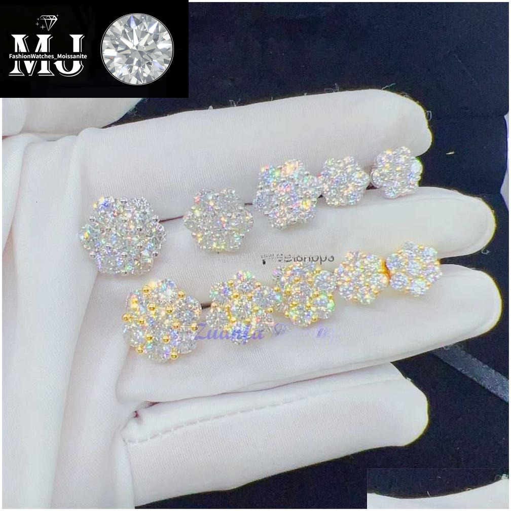 Charm Zuanfa Top Selg Pass Dia Tester Fine Jewelry Sier 8Mm 12Mm 15Mm wer Earrings Vvs Moissanite Stud Drop Delivery Dhy6N