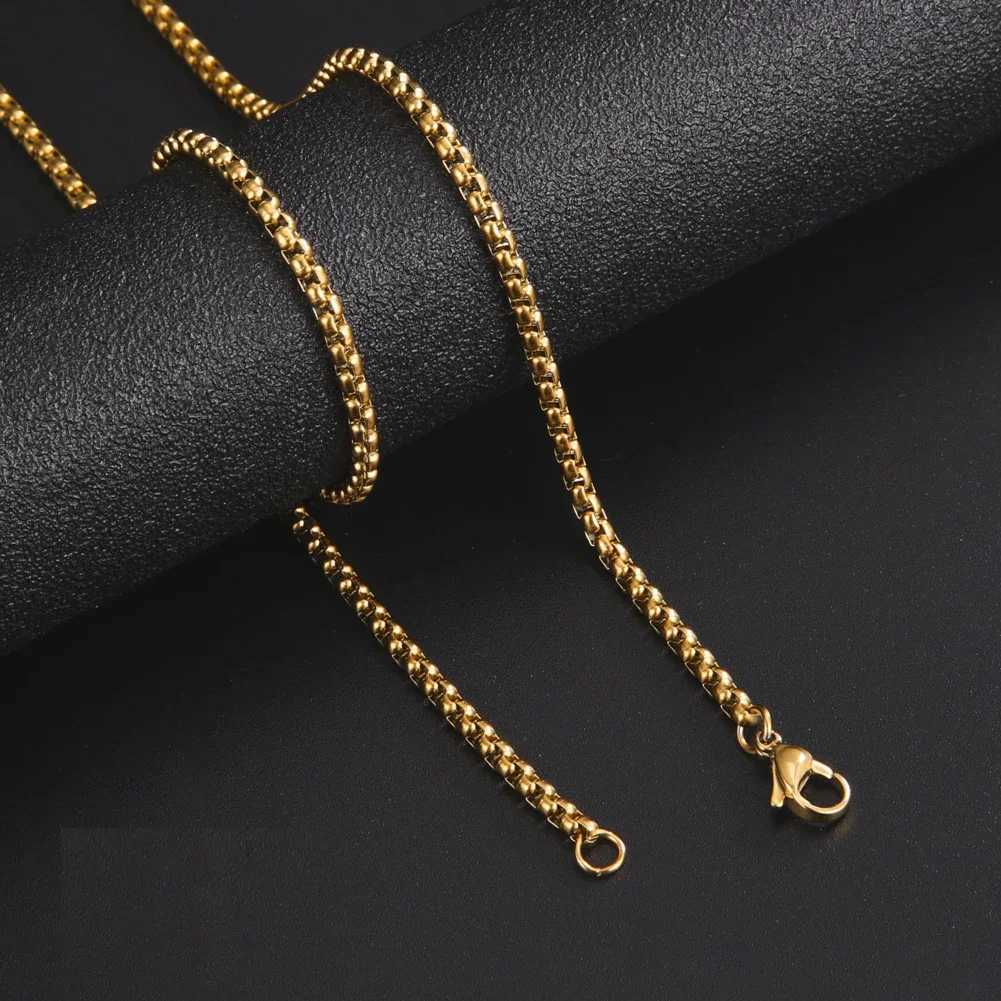 Skyrim Fashion Long Box Chain Necklace Stainless Steel Basic Punk 2-7mm Thick Chains Jewelry Gift for Men Women Wholesale XJ250708
