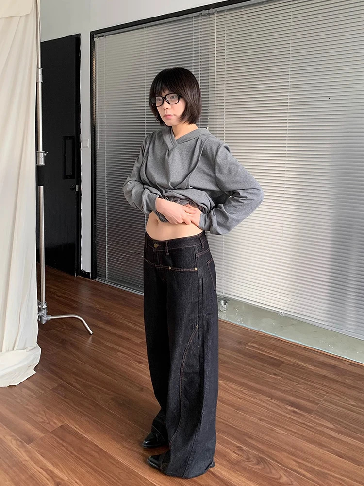 Korean Fashion Wide Leg Denim Jean High Waist Loose Baggy Pants Streetwear Y2K Straight Trousers Vintage Female 250717
