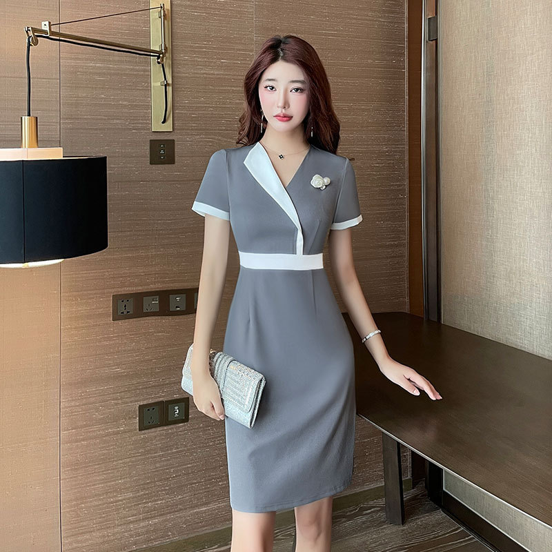 Free shipping designer classic fashion hot selling light luxury temperament versatile black gray dress women