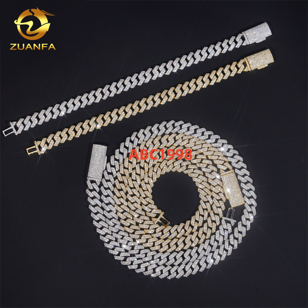 Hot Sale 10mm GRA Certified Moissanite Diamond 925 Silver Hip Hop Necklace Moissanite Cuban Link Chain