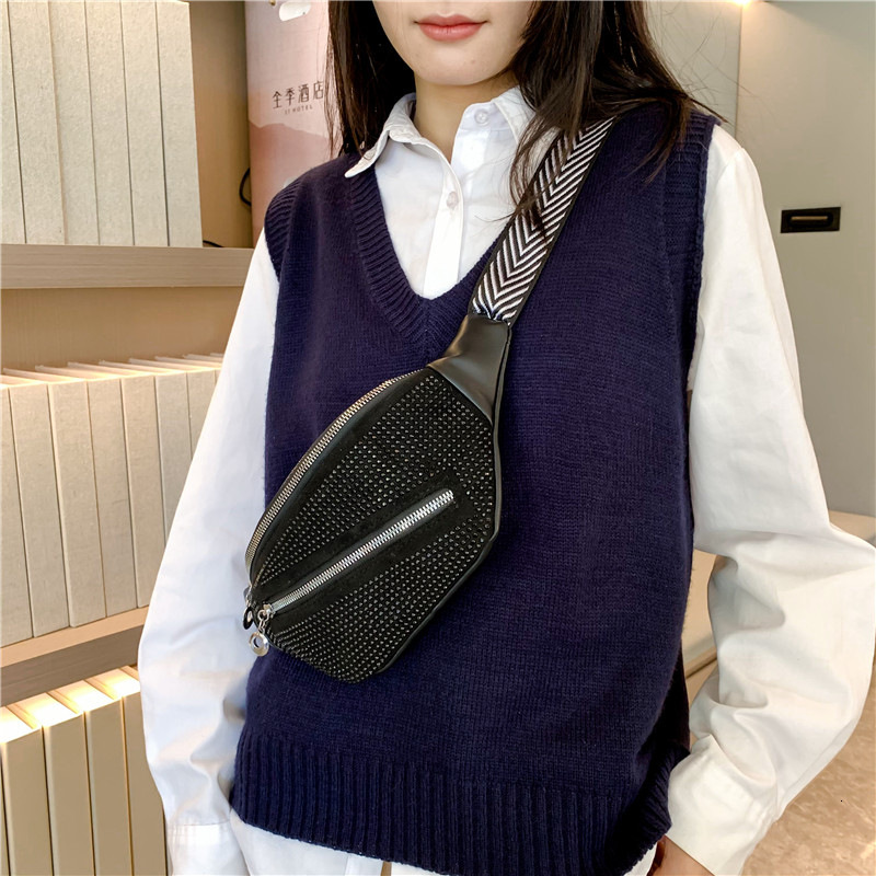 Luxury Brand Designer Bag Inlaid Diamond Texture Niche Rhinestone Bag Personality Stylish Crossbody Chest Bag Wholesale New Texture Women's Waist