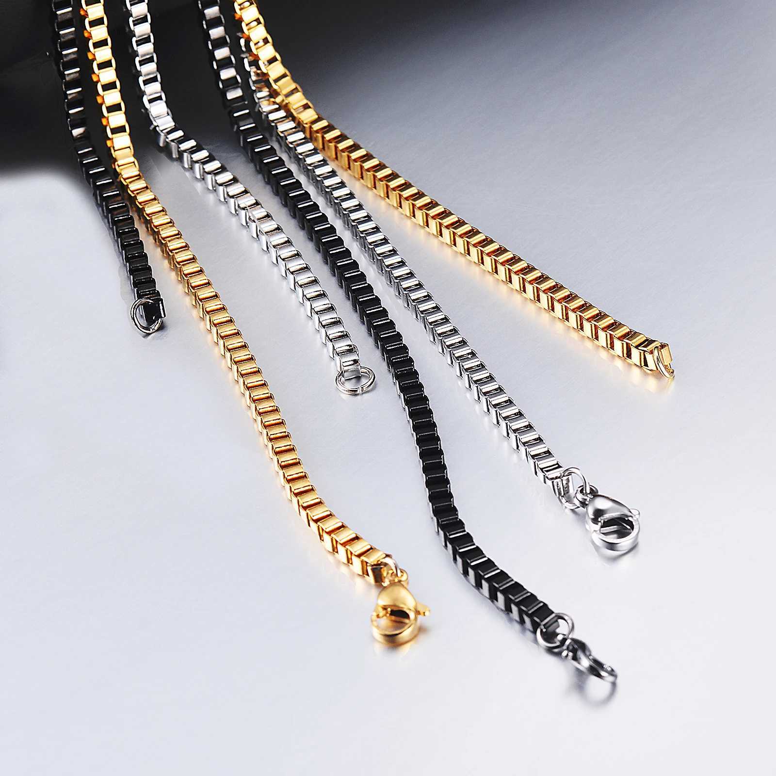 1Pc Width 1.5mm/2mm/2.5mm/3mm Stainless Steel Box Chain Necklace DIY Jewelry Making for Men and Women XJ250708