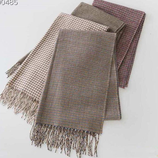 Korean Classic Colorful Small Houndstooth Plaid Tassel Thickened Scarf Neck Warmer Shawl for Women 250726