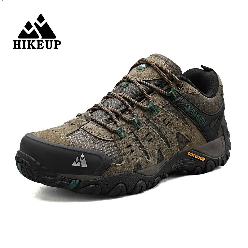 HIKEUP Mens Hiking Shoes Suede Leather Outdoor Wearresistant Men Trekking Walking Hunting Tactical Sneakers 250725
