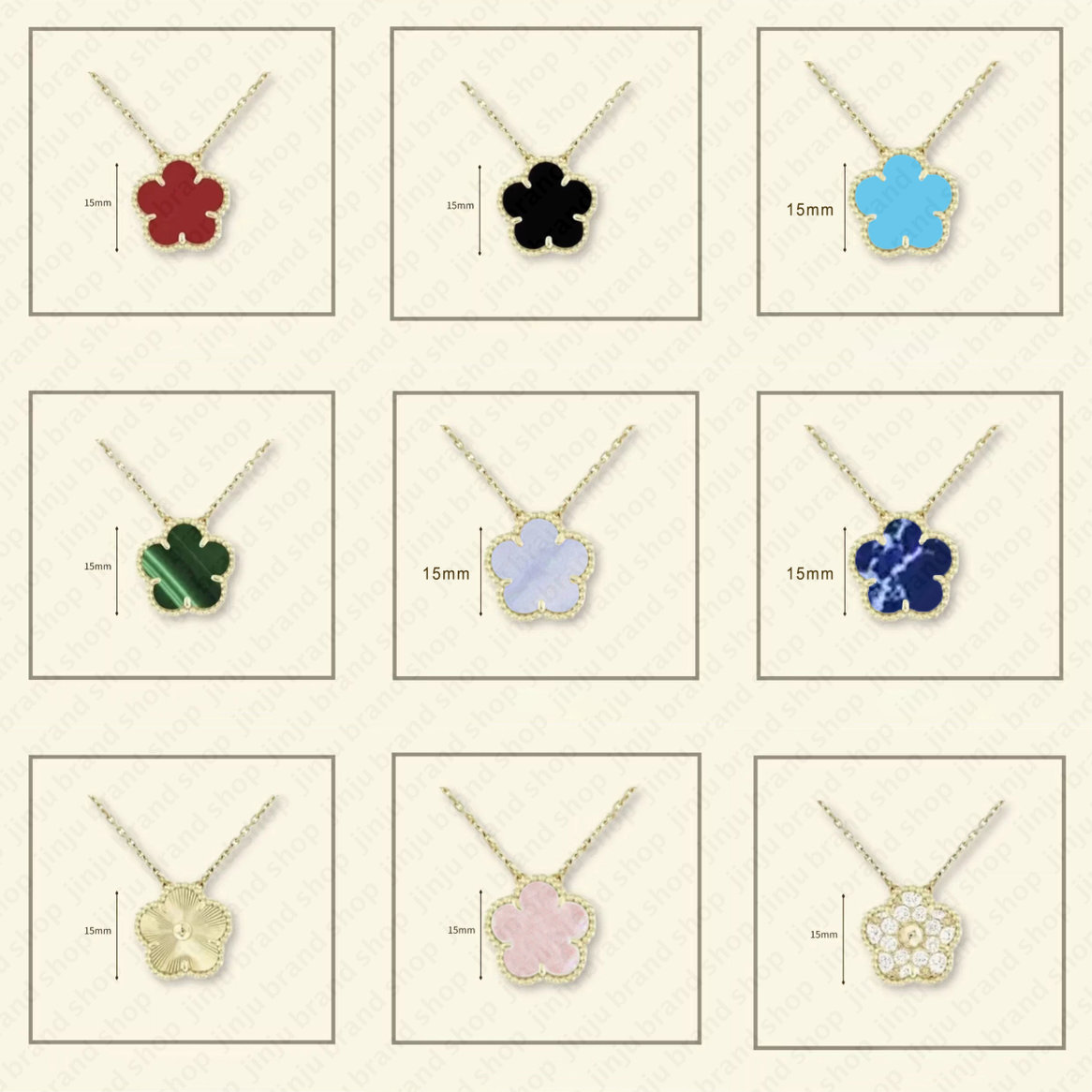 15mm clover designer necklace jewlery designer for women necklace gold necklace diamomd chain flower pendant necklaces for women girl gift four leaf clover jewelry