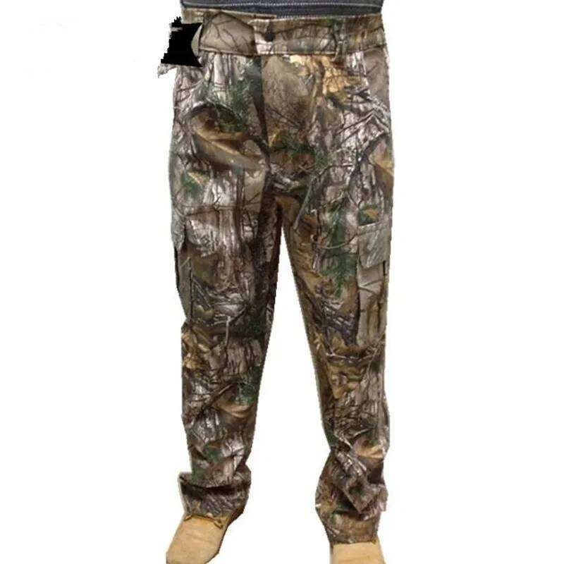 Fashion Men Pants Large Size Cotton Breathable Bionic Camouflage Trousers Outdoor Hiking Fishing Jungle Hunting Long Bottoms
