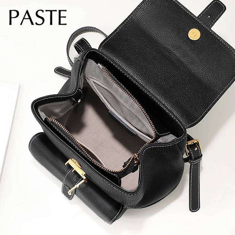 Elegant Natural Cow Leather Women Backpack Purple Vintage Brand Designer High Quality Female Back Pack College Girl School Bag