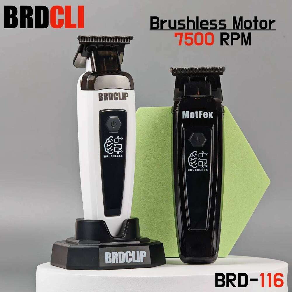 Brushless Motor 7500RPM Professional Electric Trimmer DLC Blade with Base 2000mAh BRDCLIP Barber Shop Hair Clipper BRD 116