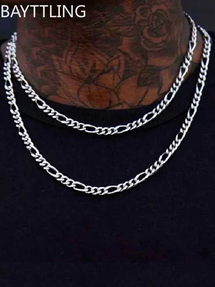 925 Sterling Silver 2/4/6mm 16-30 Inches Men Figaro Chain Necklace Women Punk Basic Chain for Hip Hop Party Jewelry Wholesale XJ250708
