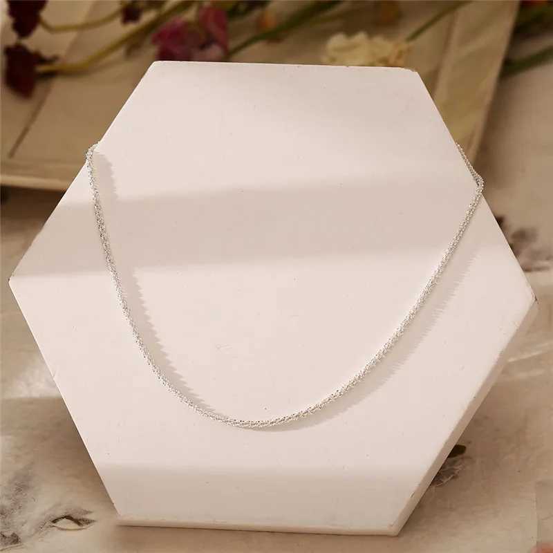 Authentic S925 Sterling Silver Necklace 2mm Sparkling Collarbone Sweater Chain High Charm Jewelry Gift Women XJ250708