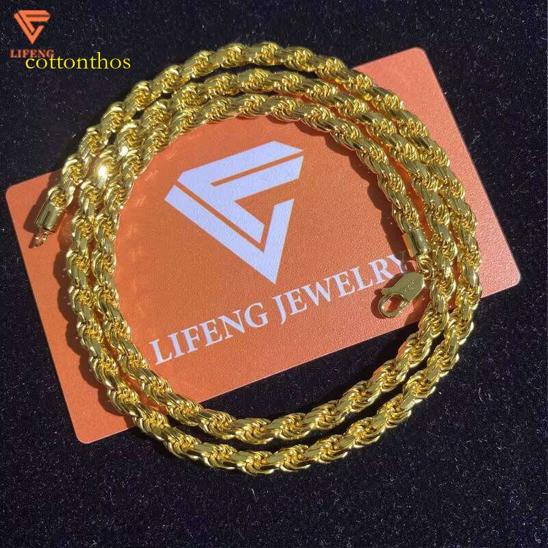 Custom Hip Hop Jewelry Rope Sterling Sier Cuban Link Chain Moissanite Dia Necklace Men Women