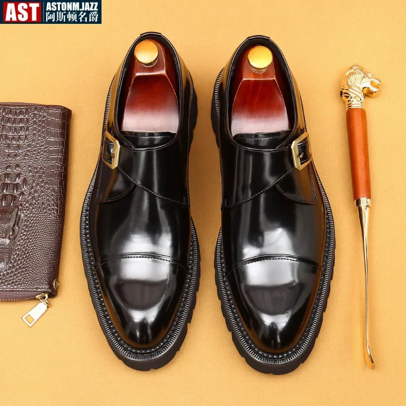 Patent Leather Mens Formal Shoes Handmade Italian Quality Fashion Buckle Genuine Leather 2025 Wedding Social Shoes Man 250723
