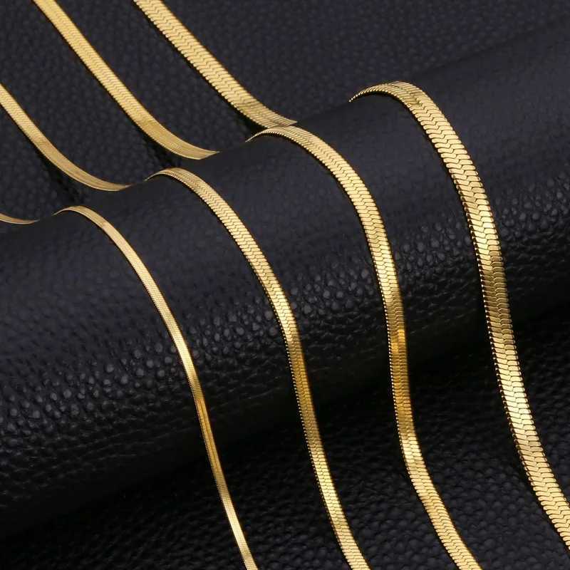 Hongtong Blade Chain Necklace for Women Men Fashion Stainless Steel Gold Color Silver Color 2/3/4/5MM 45/50/55/60CM Choker Gift XJ250708