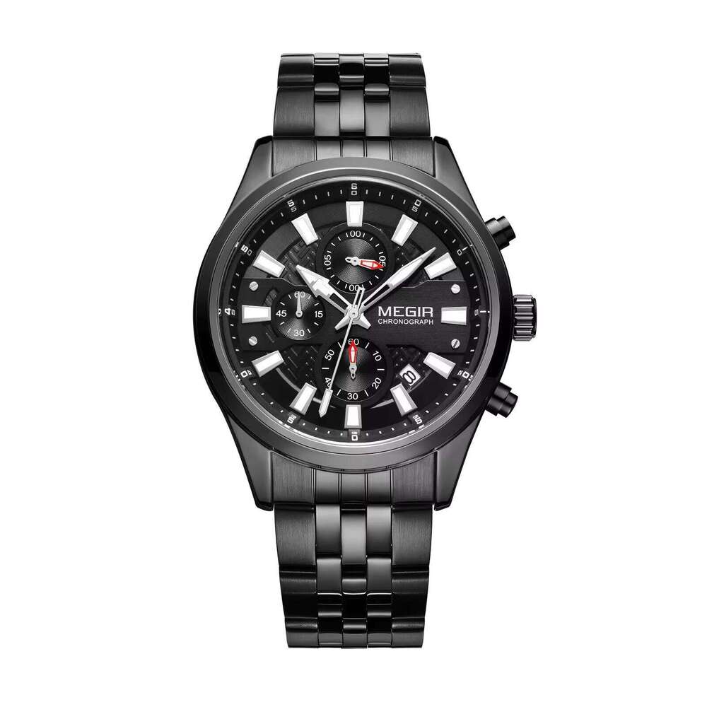 MEGIR Men's Luxury Chronograph Watch - Stainless Steel, Waterproof, Luminous, 44mm - Business Style Watch