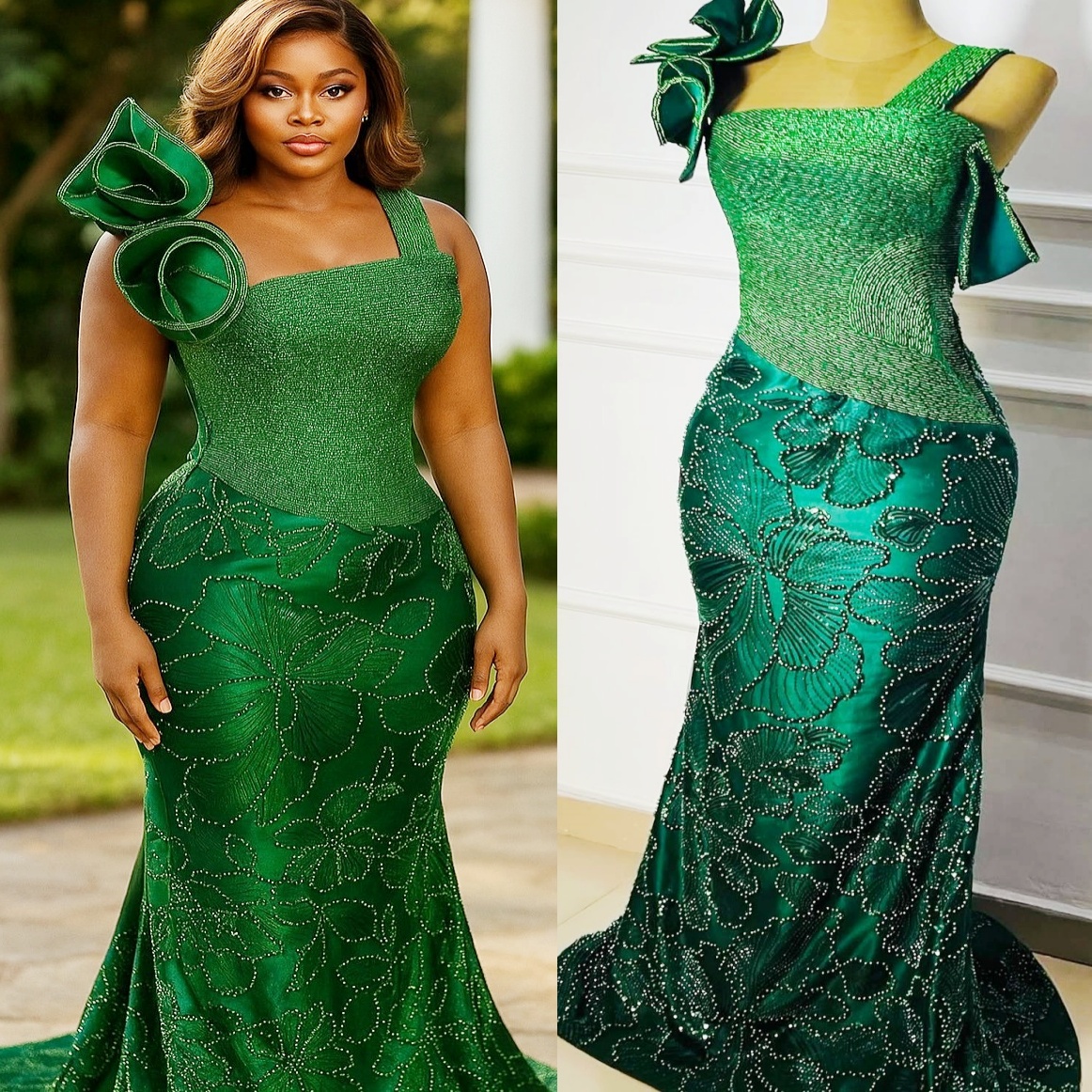 Dark Green Mermaid Prom Dresses 2025 Beaded Spaghetti Sequined Evening Formal Party Second Birthday Engagement Gowns Plus Size Dress For Special Occas