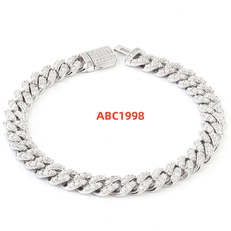 Hip-hop 18k Gold 6mm 8mm Thick 8-26 Inches Cuban Link Set with Morganite 925 Silver Mens Stone Cuban Chain Bracelet GRA