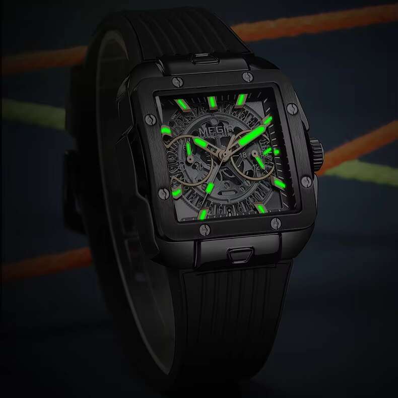 DHwatches MEGIR 2228 Men's Square Sport Watch - Chronograph, Luminous, 30M Waterproof, Silicone Strap, Fashion Quartz Watch with Date