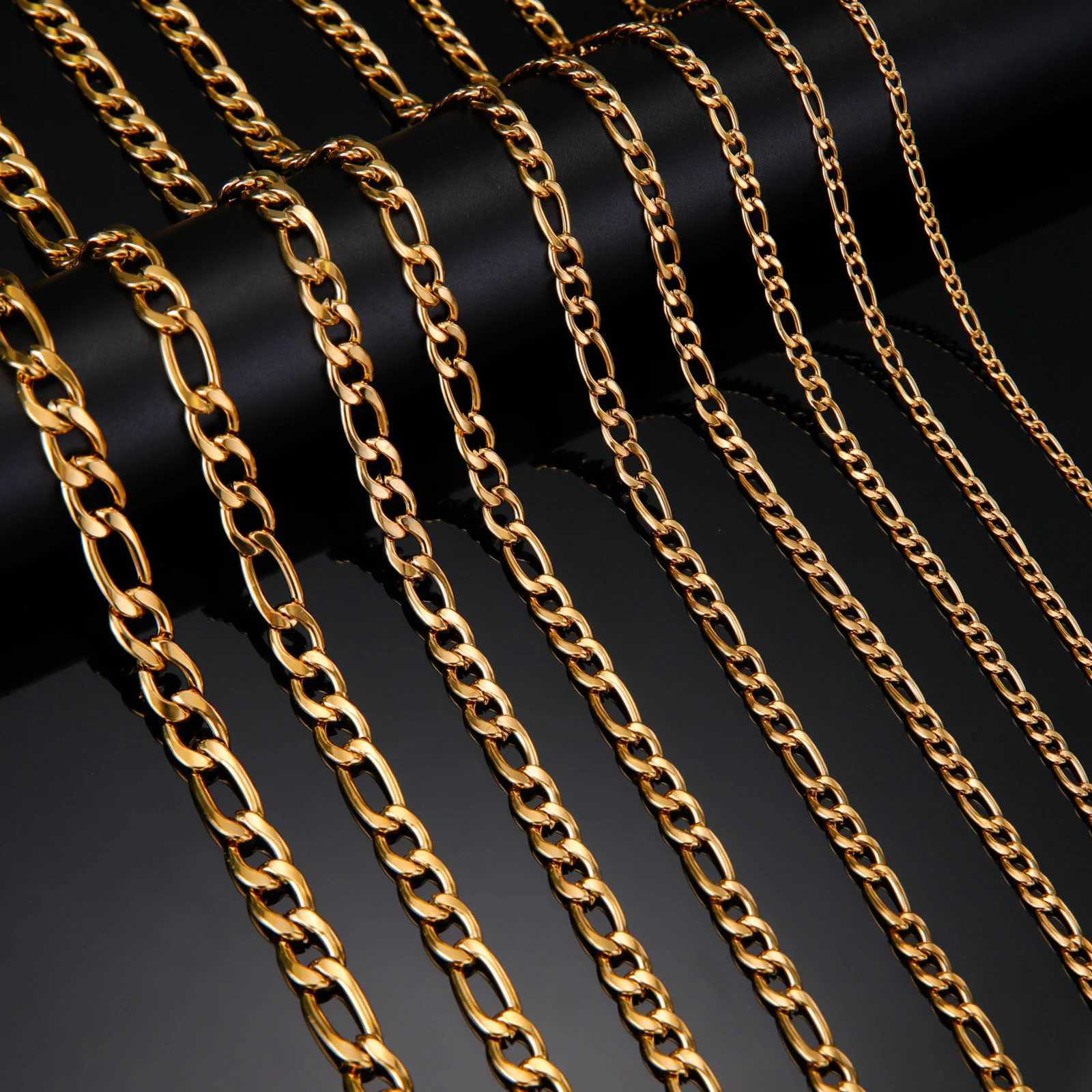 45-60cm Figaro Chain Necklaces for Women Men Stainless Steel Punk Long Necklace Hiphop Jewelry Birthday Couple Gifts New XJ250708