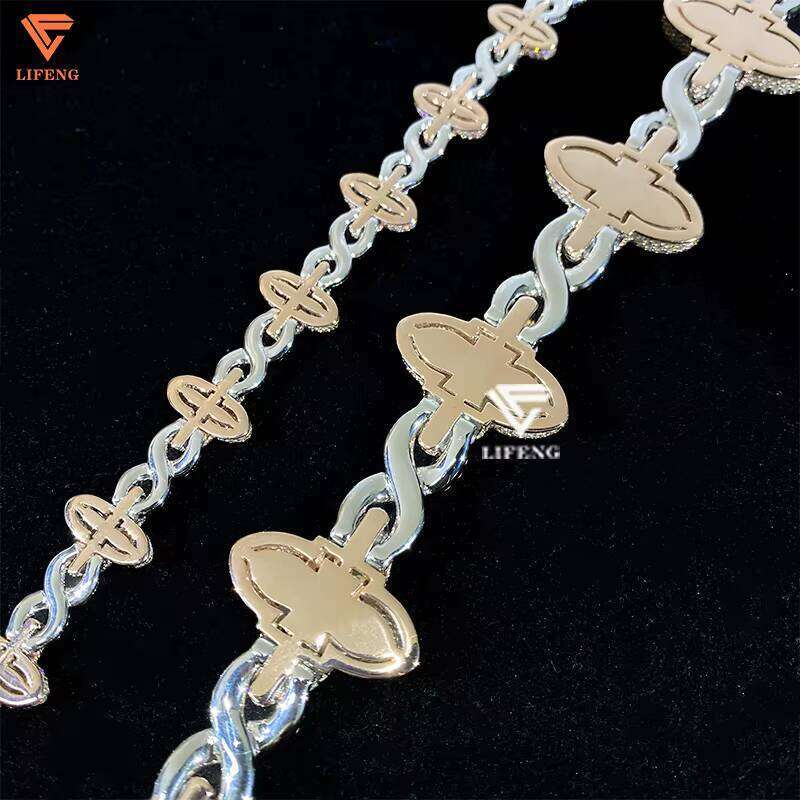 Jewelry Lucky Clover Sier Iced Out VVS Blue Pink Green Dia Moissanite Bracelet