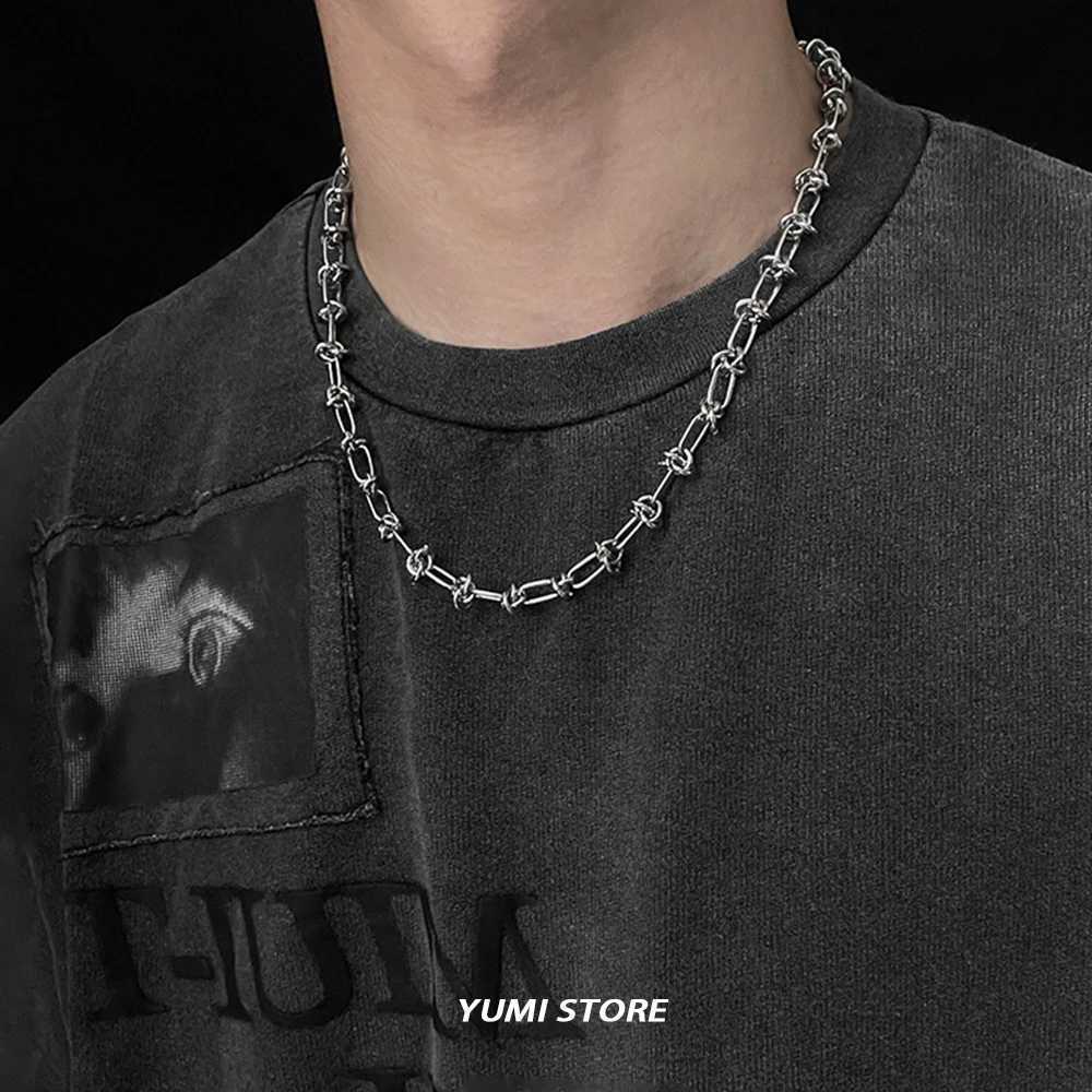 Hip Hop Titanium Steel Necklace For Men Women Trend Wrapping Rope Knot Collar Chain Unisex Choker Jewelry Kpop Accessories XJ250708