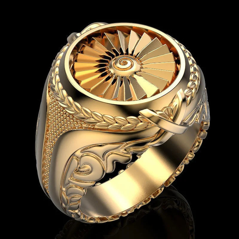 925 Sterling Silver Ring Punk Gear Mens 18K Gold Ring Party Wedding Glamour Jewelry Gift 250723
