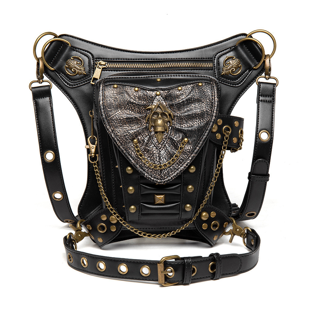 Punk New Skull Chain Motorcycle Women's Shoulder Crossbody Outdoor Phone Waist Bag Men ddmymoon