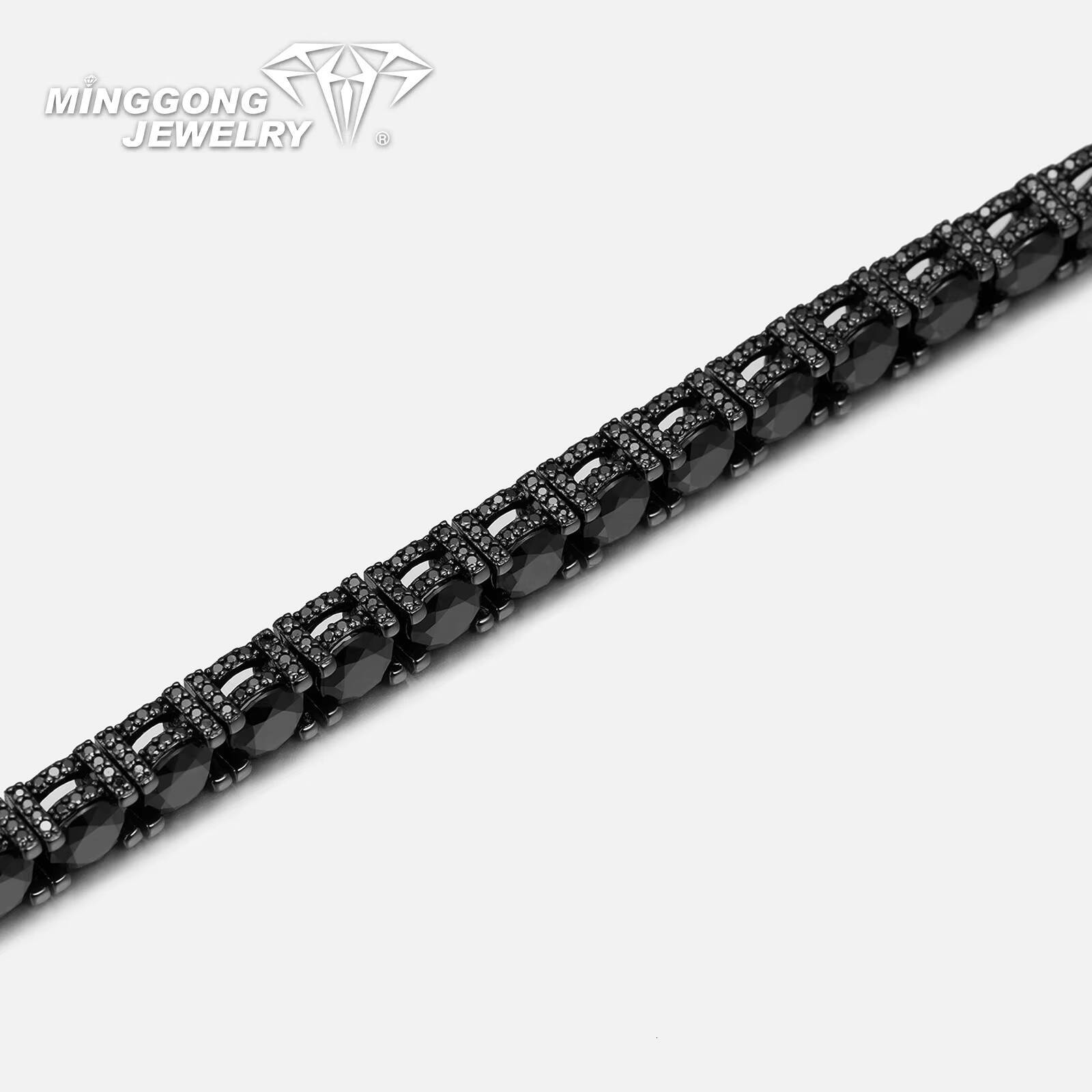 High Quality S925 VVS Moissanite 5MM Full Iced Black Moissanite Tennis Chain or Bracelet 100% Diamond Test-Passed Hip-Hop Style