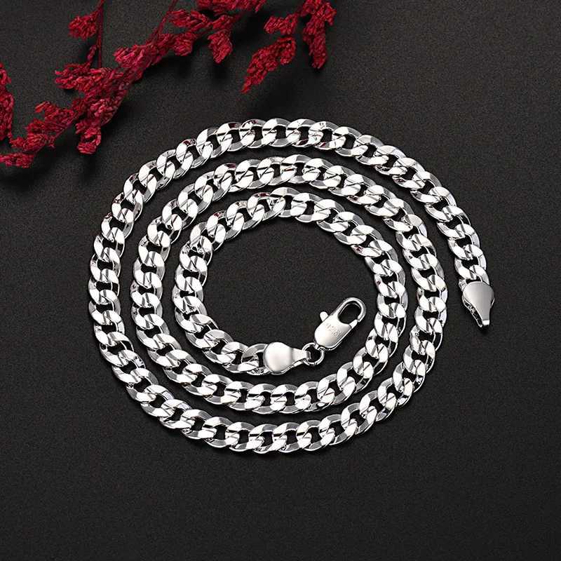 925 Sterling Silver Charm 7MM Chain Necklace for Women Men Fashion Party Wedding Accessories Jewelry Gifts XJ250708