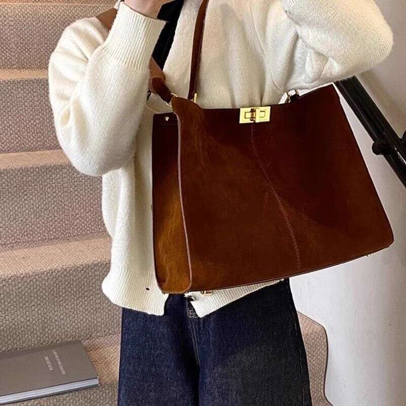 toteBag Shoulder bag ROSE NOIRE Maillard Suede For Women 2025 New High-Quality Texture Large Capacity Commuter Shoulder Bag Handbag