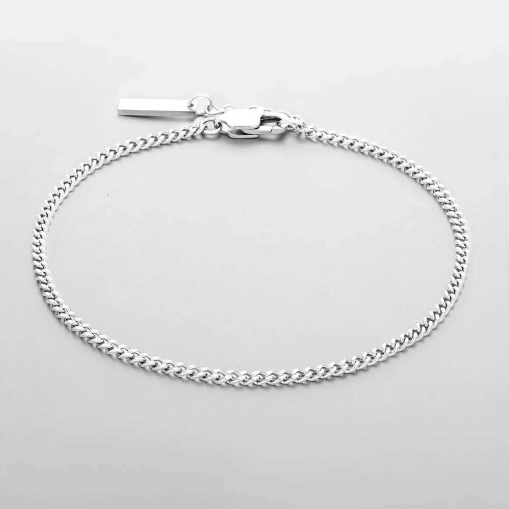 1.8MM Minimalist Cuban Chain White Gold Bracelet Mens Stainless Steel Does Not Lose Color Accessories Wholesale W250728