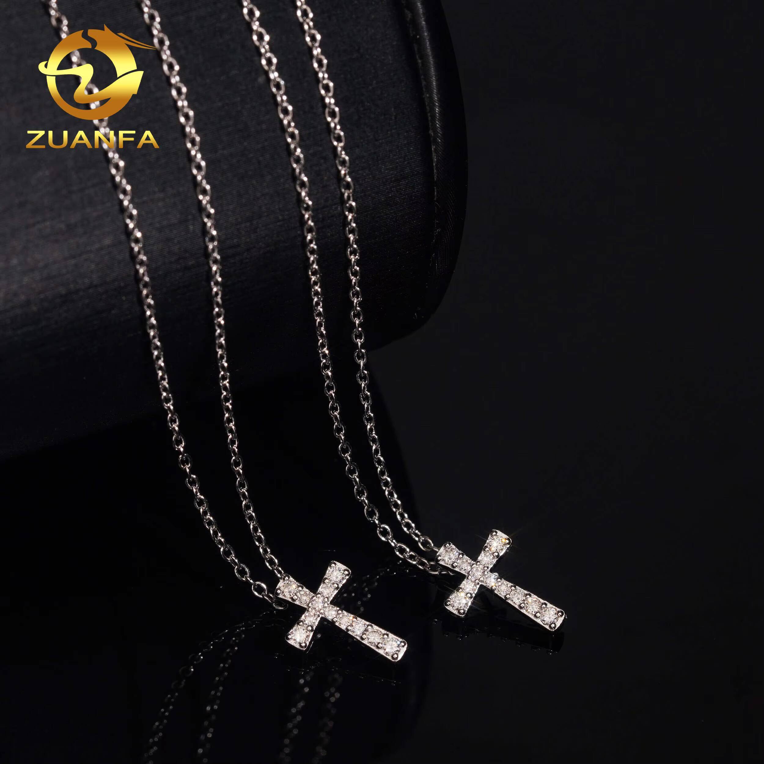 USA Local Stock Classic Iced Out Hip Hop Style Link Chain 925 Silver VVS Moissanite Diamond Women Jewelry Cross Pendant Necklace
