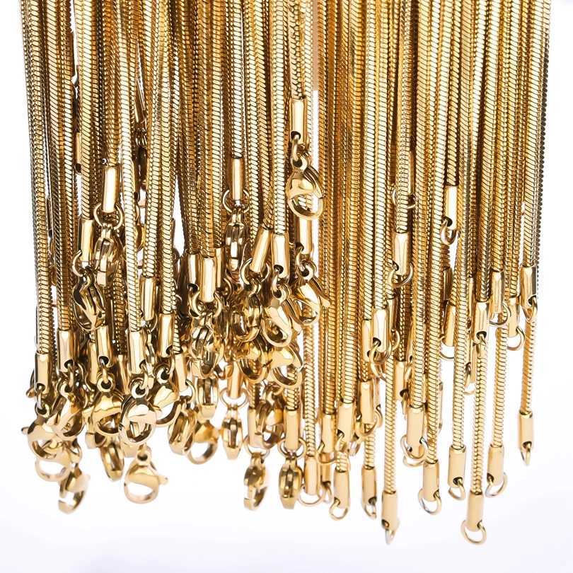 1/3/5pcs 45/50/60/70cm Fashion Stainless Steel 1.5mm Square Snake Chain Gold/Silver Color Necklaces For Women Men Vogue Jewelry XJ250708