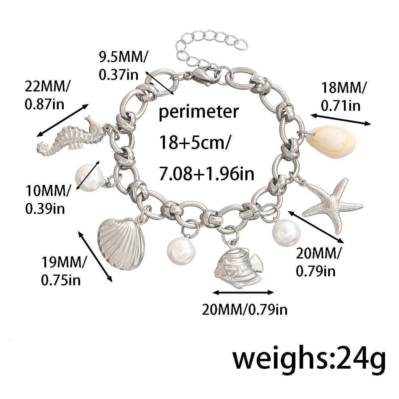 Summer Beach Stainless Steel Bracelets for Women Starfish Shell Ocean Style Pendant Bohemian Jewelry Gift Fashionable Resort Wear W250728