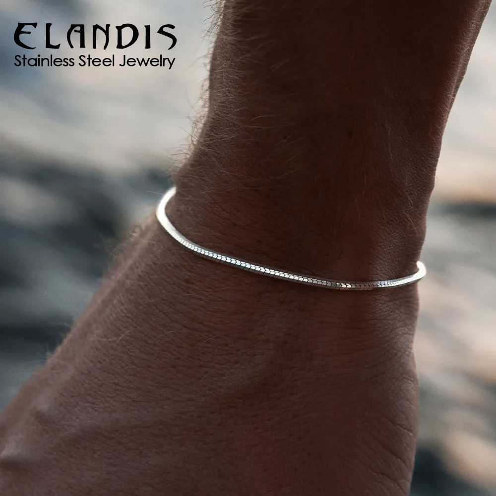ELANDIS Octagonal Chain Silver Bracelet Stainless Steel Gold Plated Mens Accessories Bracelet W250728