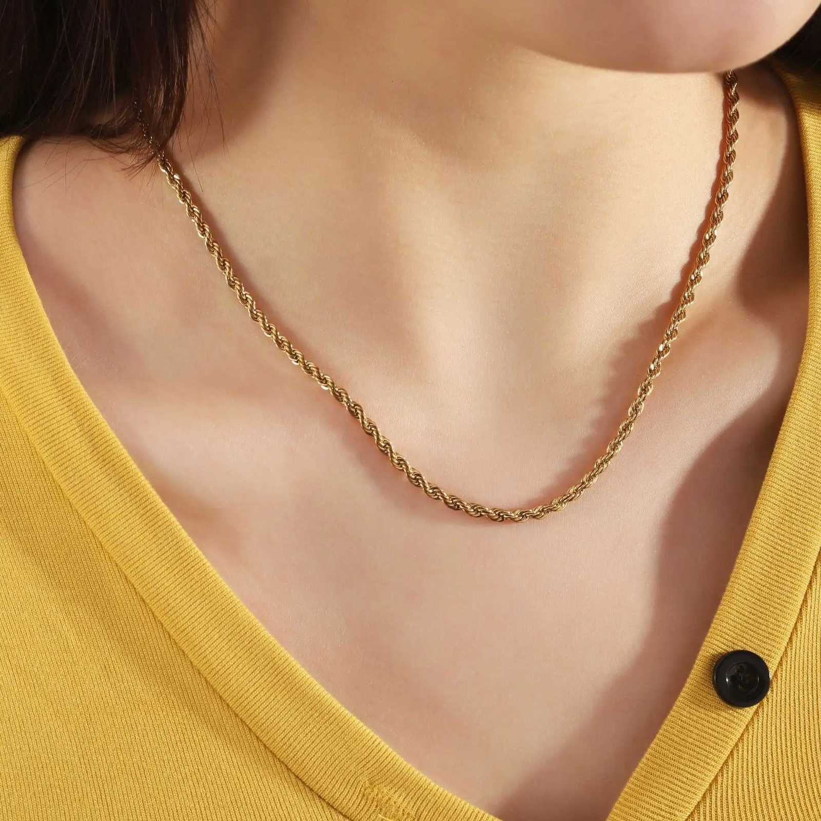 316L Stainless Steel Twisted Rope Chain Necklace for Men and Women Jewelry Accessories XJ250708