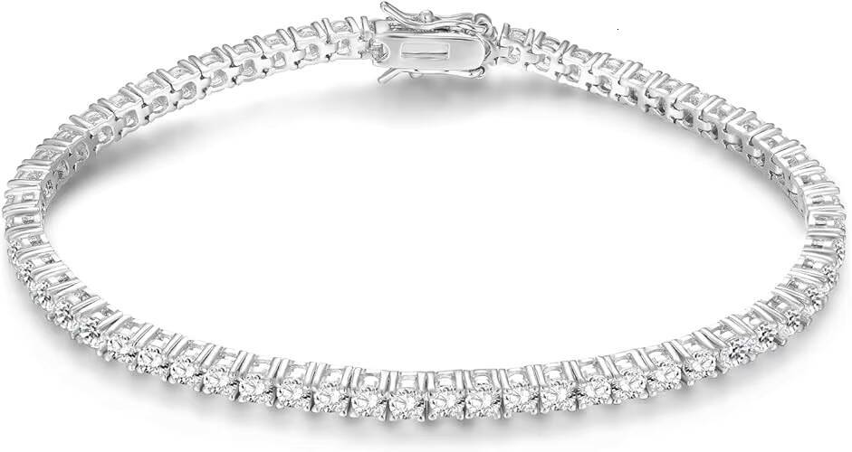 Wholesales White Gold Princess Cut Cubic Zircon 925 Sterling Silver Tennis Bracelets for Women Jewelry