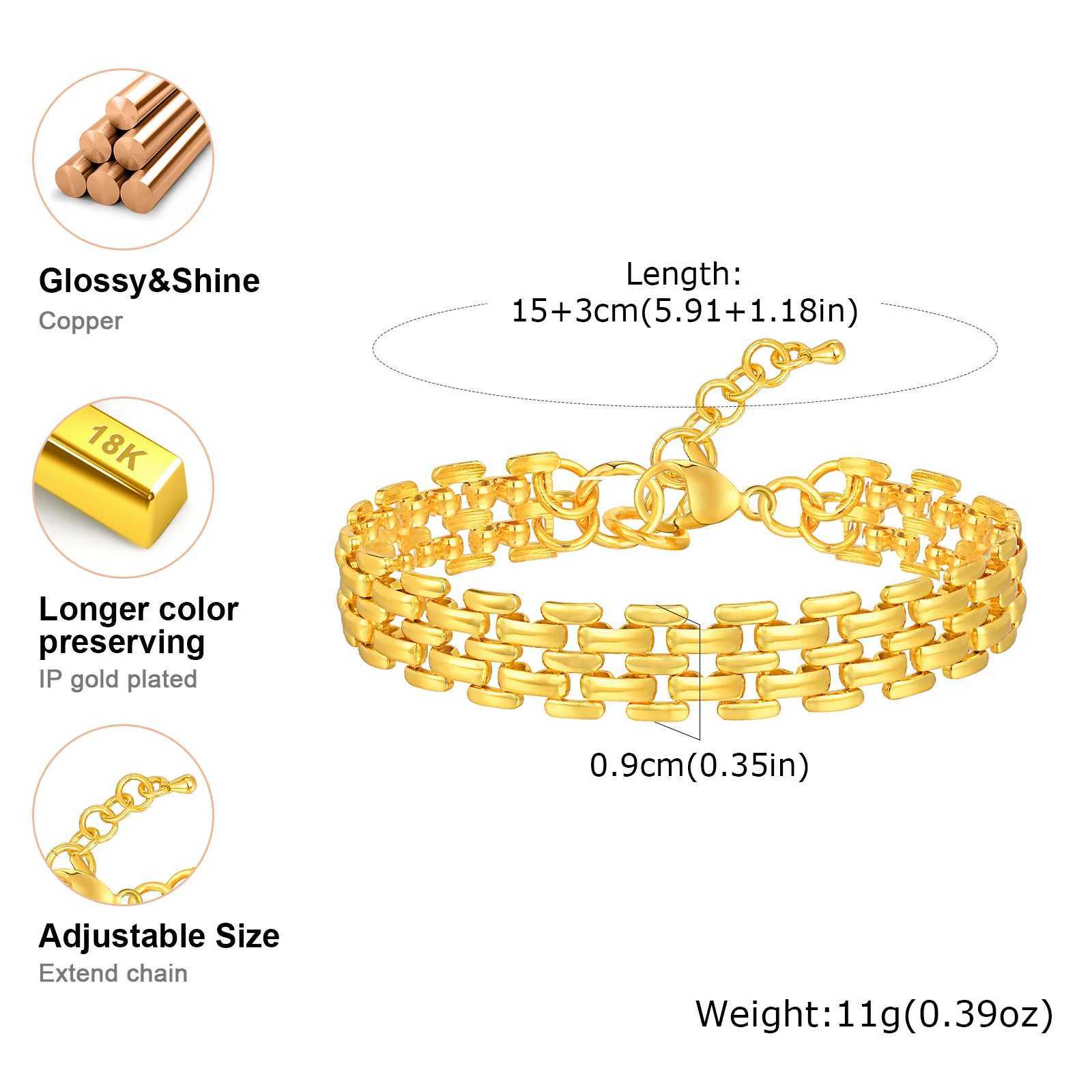 18k Gold Plated Mesh Link Bracelet for Women Clavicle Chain Wrist Bracelet Polished Jewelry 15cm-18cm W250728