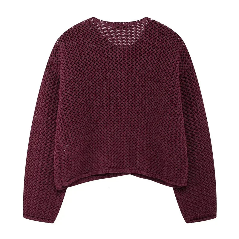TRAF Knitted Sweater Cardigan For Women Autumn Long Sleeve Cropped Cardigans Ladies Outerwear Winter Button Knit Sweater 250728