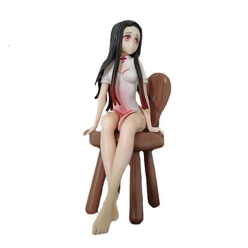 14CM Demon Slayer Anime Kamado Nezuko Instant Noodle Cheongsam Girl Model Toy PVC Action Figure