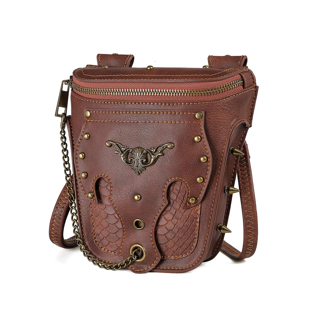 New Women's Snake Pattern Single Shoulder Crossbody Motorcycle Rivet Phone Chain Bag ddmymoon