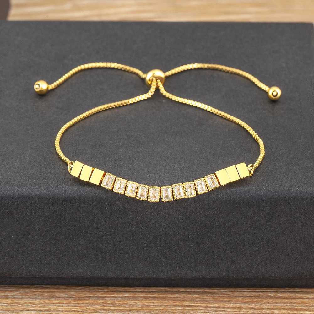 925 Sterling Silver Rhinestone Bracelet For Women New Design Shiny Luxury Rectangle Zircon Adjustable Chain Jewelry Birthday Gift W250728