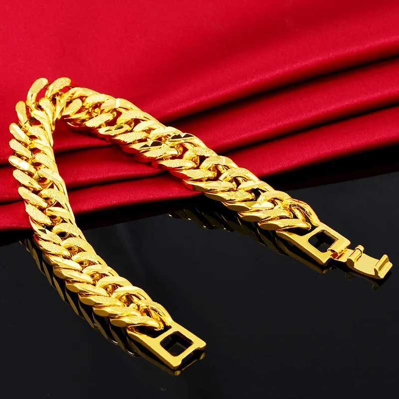 12mm 925 Silver Gold Plated Colorful Bracelet Mens and Womens Chain Bracelet Wristband African Gold Jewelry W250728