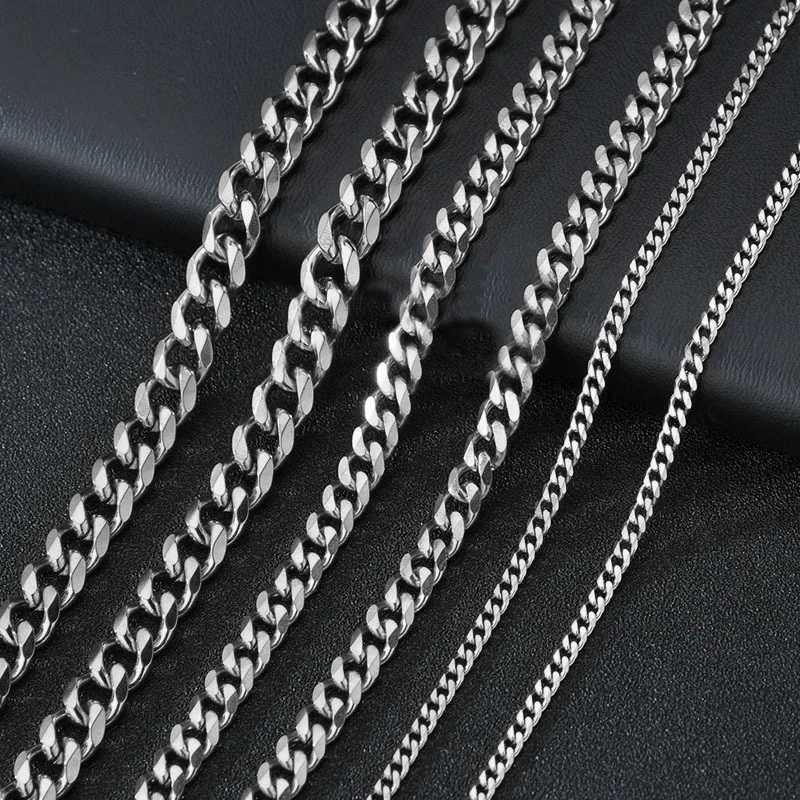 Simple Cuban Chain Necklace for Men Gold Color Stainless Steel Chain On The Neck Choker Jewelry Party Boy Gift XJ250708