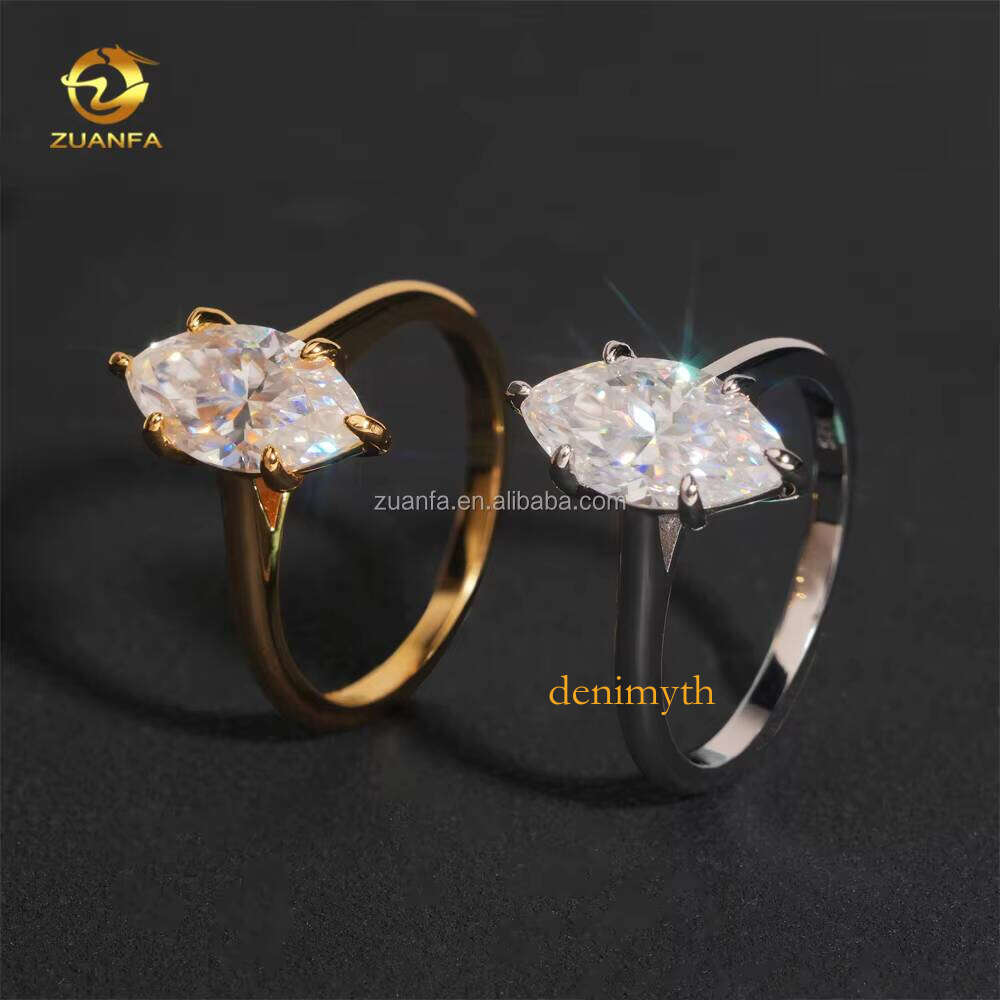 Drop Shipping Prong Setting Fiance Elegant Bridal Wedding Jewelry Sier Marquise Moissanite Dia Engagement Ring
