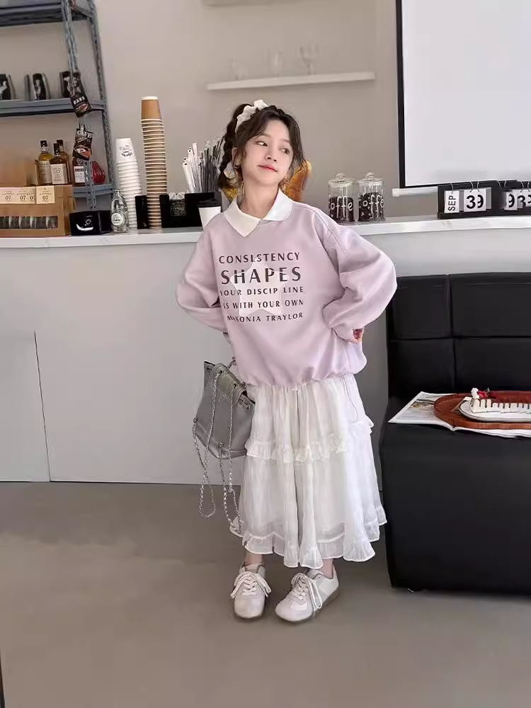 Children's Spring and Autumn Hoodie 2024 New Style Girls' Fashionable Western Autumn Clothes Big Children's Girls' Autumn Top Chil