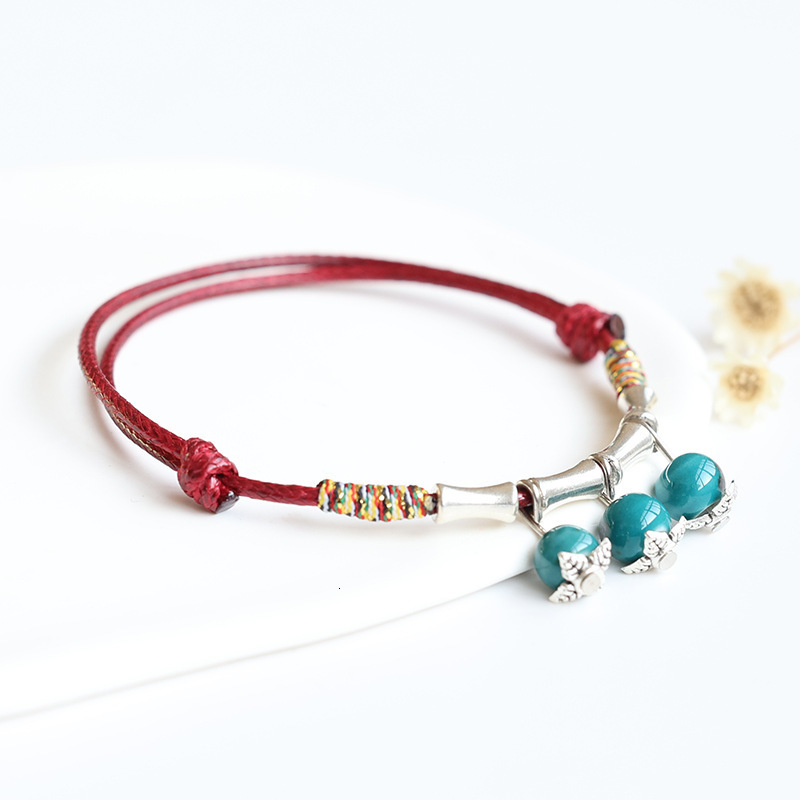 Bamboo Knot Bracelet for Women Artistic Woven Bracelet Jingdezhen Ceramic Bracelet Porcelain Bead Jewelry Friend Small Accessories 250726